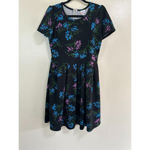 LuLaRoe Women's Textured Stretch Knit Fit & Flare Wildflower Pattern Dress Sz M